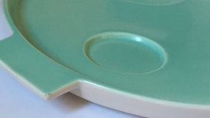 Poole Pottery Tea-for-two on tray 096 two tone green