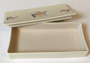 Poole Pottery Box & Cover -  Flowers - Hand Painted