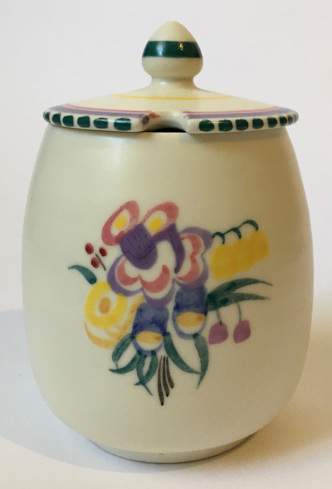 Poole pottery traditional shape 287 Hand Painted jam jar / honey pot