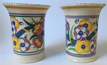 Load image into Gallery viewer, Poole Pottery PAIR Hand Painted Traditional Pattern vase Flowers Pink Interior
