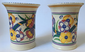 Poole Pottery PAIR Hand Painted Traditional Pattern vase Flowers Pink Interior