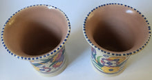 Load image into Gallery viewer, Poole Pottery PAIR Hand Painted Traditional Pattern vase Flowers Pink Interior
