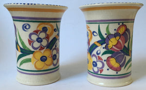 Poole Pottery PAIR Hand Painted Traditional Pattern vase Flowers Pink Interior