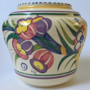 Poole Pottery Vase 969/ ED Hand Painted Traditional Pattern Flowers Pink Interior Artist signature # Nellie Bishton (Blackmore)