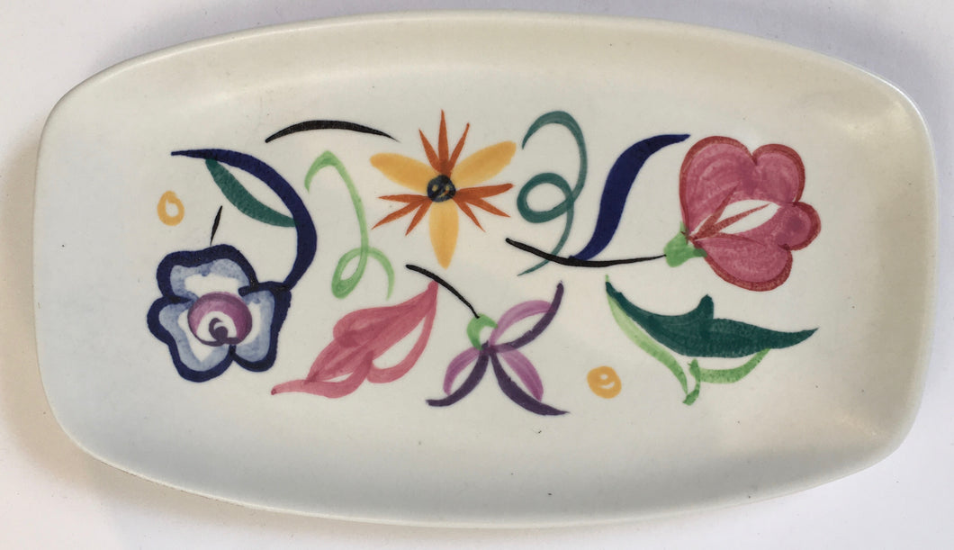 Poole Pottery pin tray  - Traditional Flowers decoration - Hand Painted