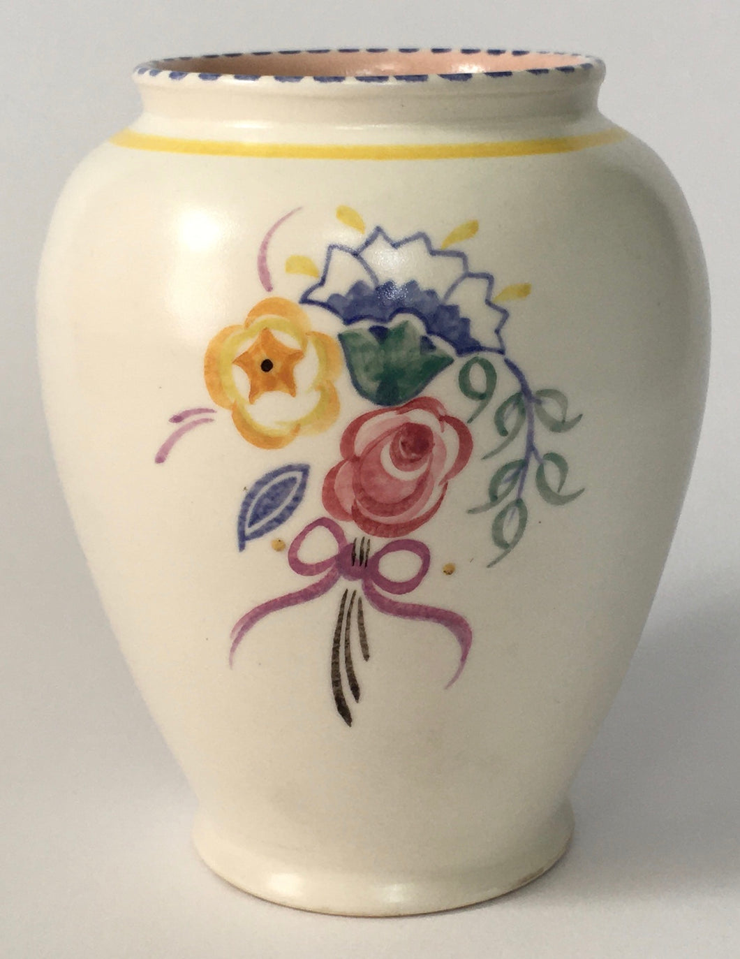 Poole Pottery shape 113 vase Traditional Flowers Pattern Hand Painted / Decorated