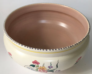 Poole Pottery shape 564 Large bowl - Pink Interior - Traditional Flowers Pattern Hand Painted