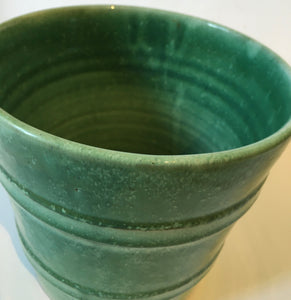 Globe Pottery (South African) Planter - Green Double dipped on white - Linn Ware Style