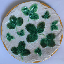 Load image into Gallery viewer, George Jones Majolica c.1870 Pattern 2254 STRAWBERRY LEAVES on white napkin Reverse tortoise-shell mottling #3