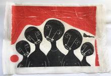 Load image into Gallery viewer, Motshile Wa Nthodi Rare Original woodblock Print "Five Sisters" 1976 (South African Artist)