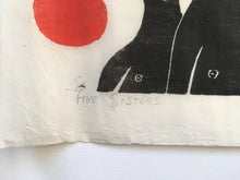 Load image into Gallery viewer, Motshile Wa Nthodi Rare Original woodblock Print "Five Sisters" 1976 (South African Artist)