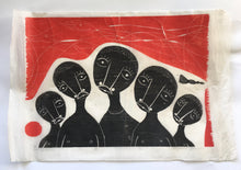Load image into Gallery viewer, Motshile Wa Nthodi Rare Original woodblock Print "Five Sisters" 1976 (South African Artist)