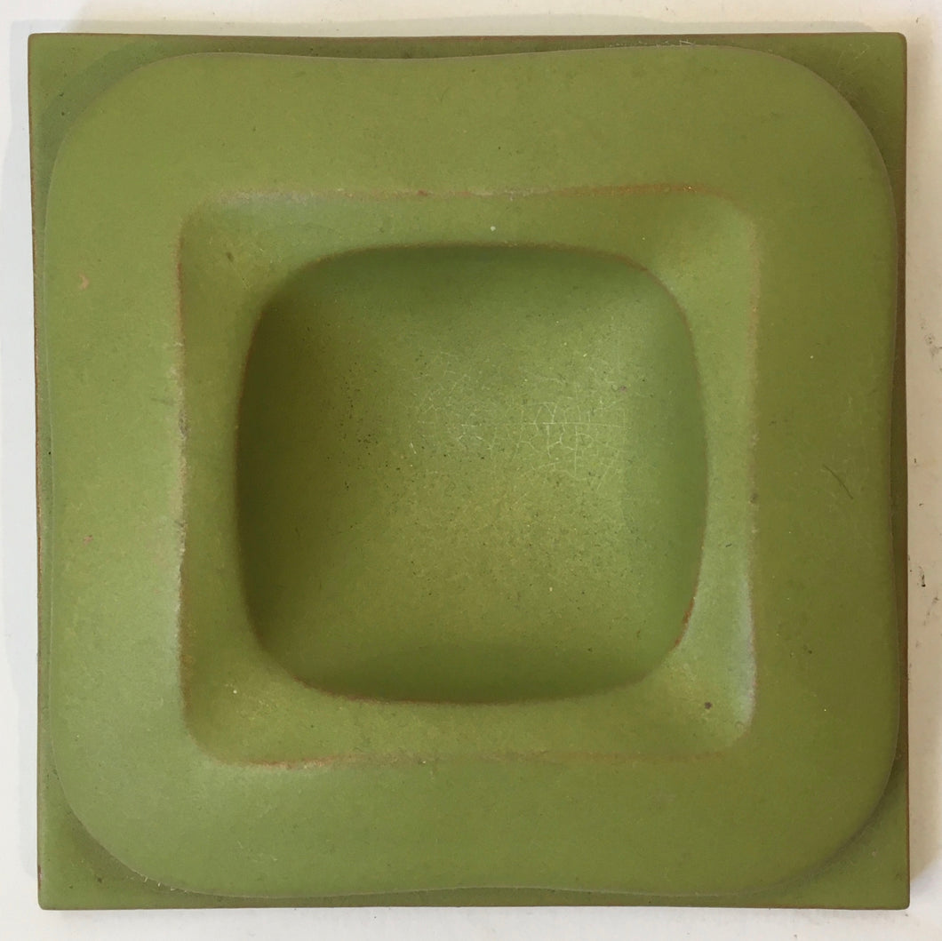 Kalahari Pottery (South African) Ceramic tile / ashtray -  Studio Art Pottery - pale green