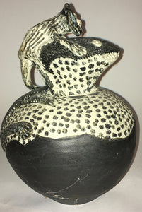 Rorkes Drift Pottery "Monkey riding a Crocodile"  E Damann 2008 (South African) ELC arts and Crafts center