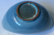 Load image into Gallery viewer, Ceramic Studio Linn Ware LW boat shaped bowl Blue Running glaze South African Pottery
