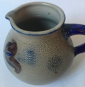 Wim MUHLENDYCK (1905-1986) Westerwald art pottery Saltglaze Stoneware Sgraffito flower jug 1950s Hand Made in Germany Höhr-Grenzhausen