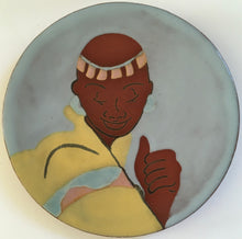 Load image into Gallery viewer, Dykor S.A.  Pottery (South African) Ceramic plate - stylised African portrait -  Studio Art Pottery
