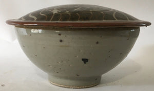 Stunning Studio Pottery covered bowl (South African) Stoneware - Hand Thrown Studio pottery - Art pottery reduction fired, Bosch? Hyme?