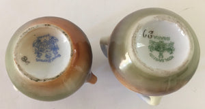 Pair of Royal Bayreuth Bavaria Three handle porcelain vases hallmarked sterling silver rim