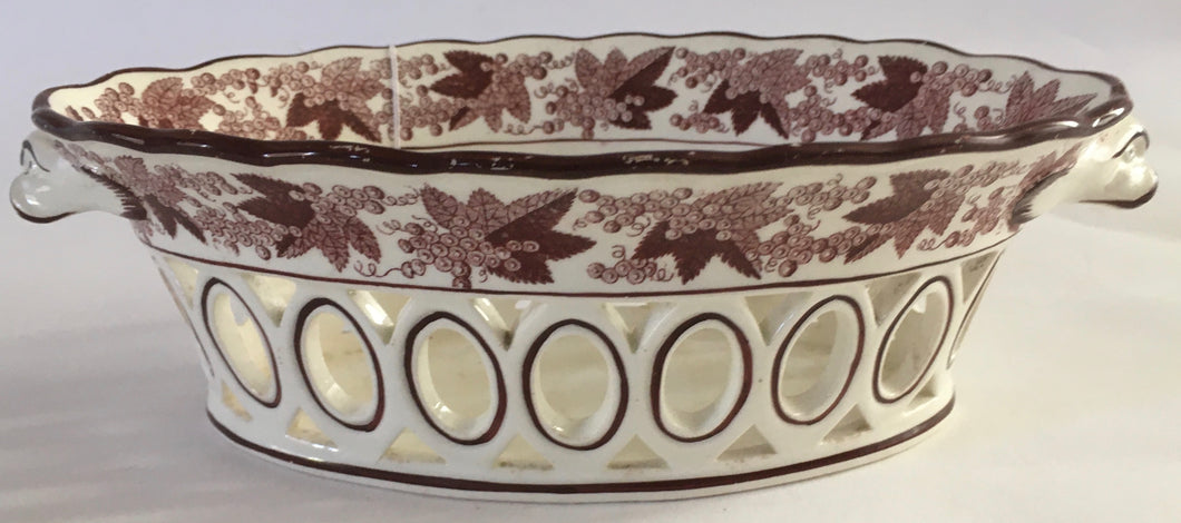 Antique Early Spode 'Creamware' pierced basket c.1800