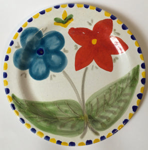 Desimone Italy, 21cm plate  Hand Painted Flowers - Ceramiche De Simone