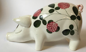 Plichta Pig Figure / Wemyss painted floral decoration