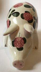 Plichta Pig Figure / Wemyss painted floral decoration