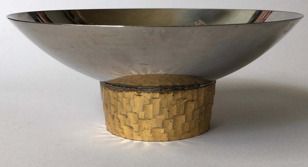 Viners Stuart Devlin stainless steel bowl with guilded base