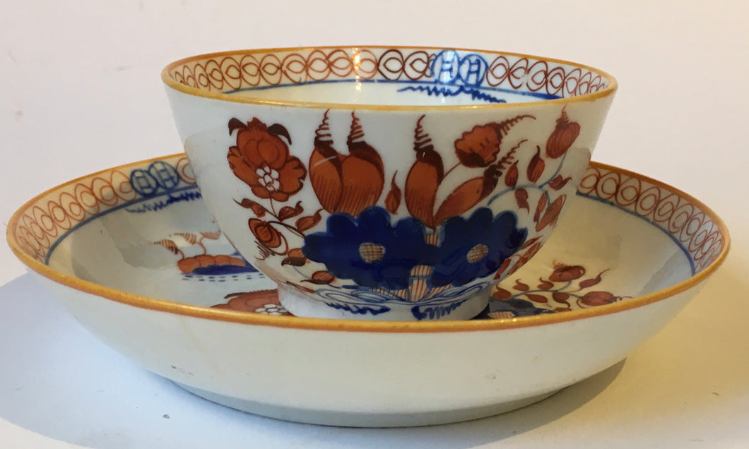 Spode 'Doll House' Pattern 488 Teabowl & Saucer early 19th century porcelain Hand Painted