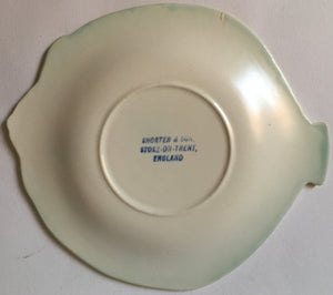 Shorter & Son Fish plate Art deco Clarice Cliff shape - Matte white with green trim