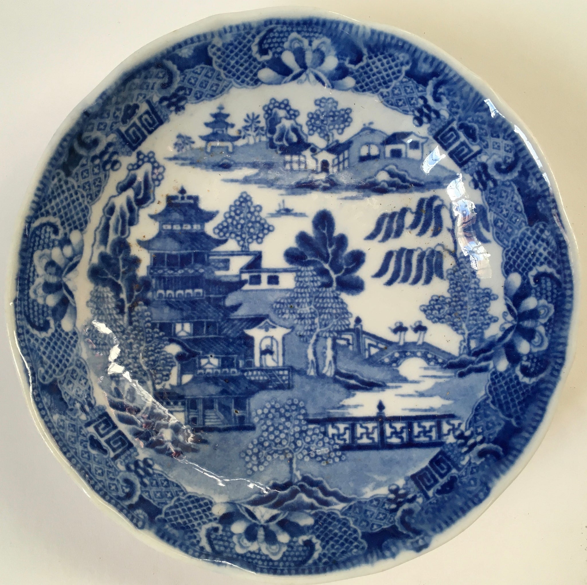 English Blue Willow Plate, c. 1850