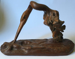 RARE John Maltby Driftwood wooden "bird" abstract sculpture Signed J. Maltby