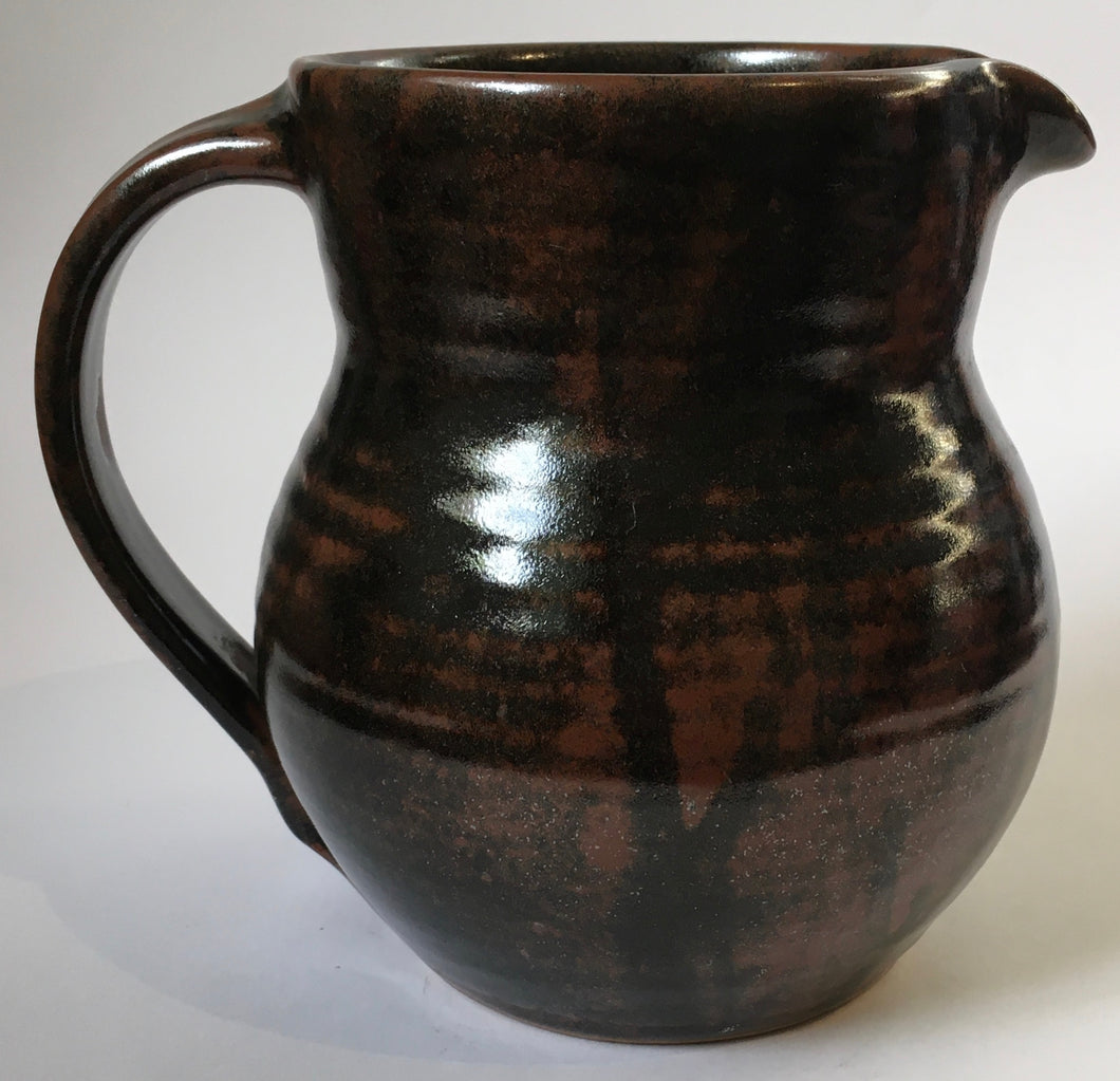 Hyme Rabinowitz (south african) Tenmoku glaze Stoneware jug - Reduction fired hand thrown studio pottery