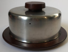 Load image into Gallery viewer, Stainless steel &amp; wood butter / Cheese dish Danish design influence mid century modern
