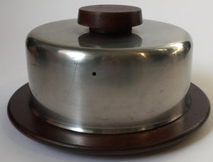 Stainless steel & wood butter / Cheese dish Danish design influence mid century modern