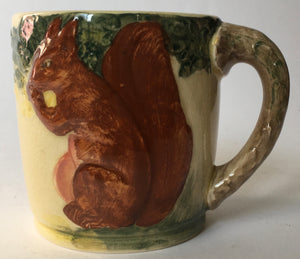 Rare Royal Doulton Squirrel children nursery ware mug D 5407 c. 1940 Hand painted relief