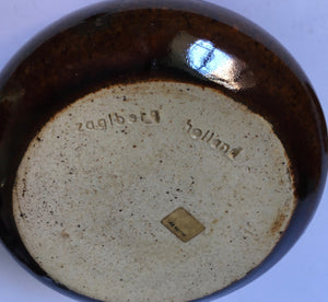Zaalberg Holland studio pottery sugar bowl & cover Netherlands stoneware
