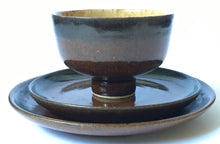 Load image into Gallery viewer, Zaalberg Holland studio pottery Trio teabowl / cup saucer &amp; Plate ware Netherlands stoneware
