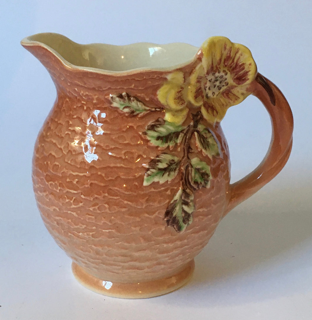 Shorter & Son relief flowers  jug 42's Art deco Staffordshire pottery england