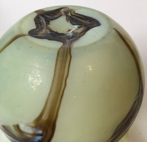 Rindskopf Pulled Feather uranium art glass vase - Wavy rim - Bohemian