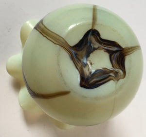 Rindskopf Pulled Feather uranium art glass vase - Wavy rim - Bohemian