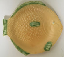 Load image into Gallery viewer, Shorter &amp; Son Fish plate Art deco Clarice Cliff shape 23 cm x 20 cm Matte Orange with green trim
