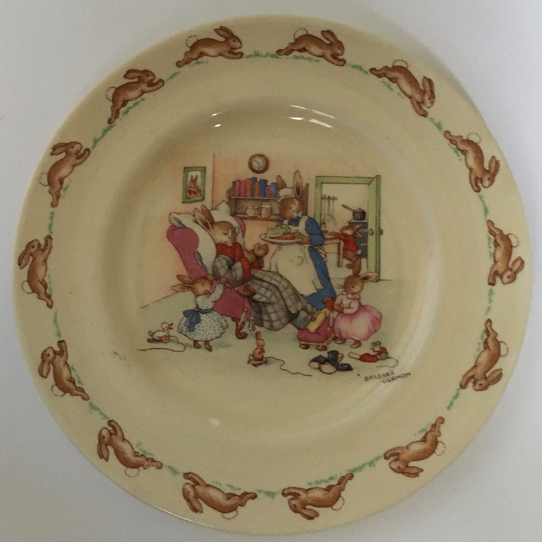 Royal Doulton Bunnykins - SF 5 Convalescing - 16 cm plate  - Signed Barbara Vernon