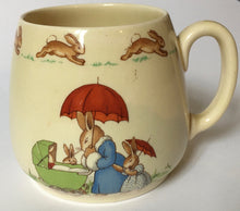 Load image into Gallery viewer, Royal Doulton Bunnykins - HW 15 Family with pram - Style one HW 15 R Cycling - Don Mug
