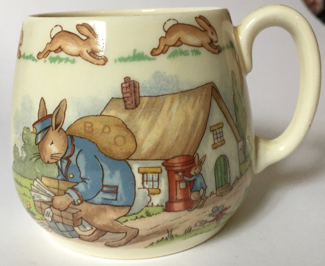 Royal Doulton Bunnykins - HW 19 Postman delivering Letters -  HW 19R Writing Letters - Don Mug