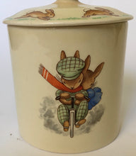 Load image into Gallery viewer, RARE Royal Doulton Bunnykins JAM POT - HW 12 Family at Breakfast &amp; HW 15 R Cycling Signed BARBARA VERNON
