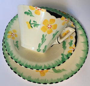 Burleighware Art Deco Zenith Trio pattern 5572 hand painted Burleigh Ware Cup Saucer & Plate
