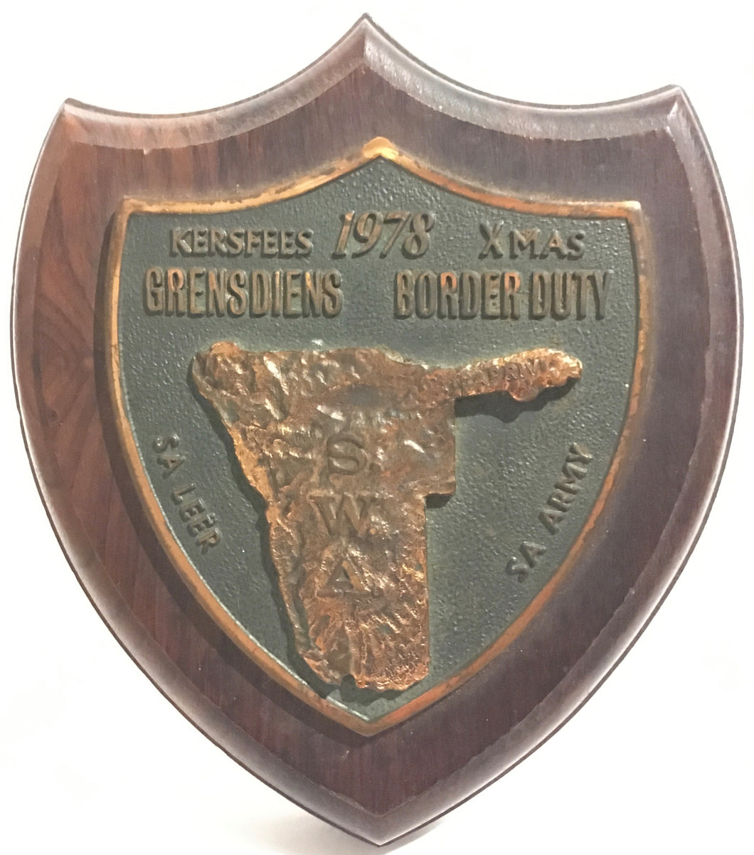 South African S.W.A South West Africa - Army Border Duty Christmas Xmas Kersfees 1978 SA Leer / Army SA Military Plaque