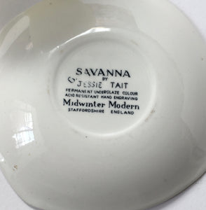 Midwinter 'Savanna' by Jessie Tait 1950s Modern Fashion shape Coffee cup & saucer Staffordshire England