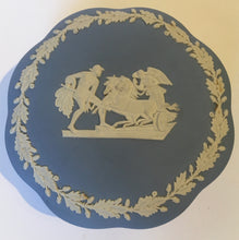 Load image into Gallery viewer, WEDGWOOD blue Jasperware covered bowl Chariot &amp; Angels cameo

